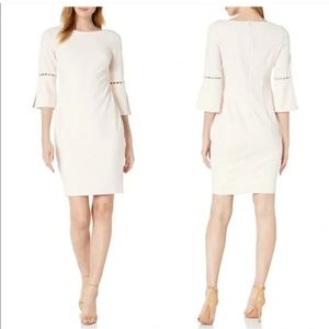 Calvin Klein Shift Bell Sleeve Dress Pale Pink Size 8...